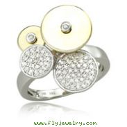14K Two-Tone Gold & Diamond Circle Designs Ring