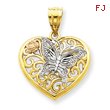 14K Two-Tone Gold & Rhodium Butterfly Heart Pendant