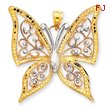 14K Two-Tone Gold & Rhodium Diamond Cut Butterfly Pendant