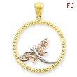 14K Two-Tone Gold & Rhodium Dragonfly Pendant