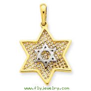 14K Two-Tone Gold  Solid Polished Meshed Star of David Charm