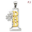 14K Two-Tone Gold #1 Dad Diamond Cut Pendant