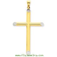 14K Two-Tone Gold 3-D Hollow Cross Pendant