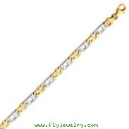 14K Two-Tone Gold 6mm Hand-Polished Fancy Link Bracelet