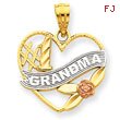 14K Two-Tone Gold And Rhodium #1 Grandma Heart Pendant