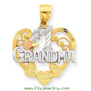 14k Two-Tone Gold And Rhodium #1 Grandma Heart Pendant