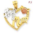 14K Two-Tone Gold And Rhodium #1 Mom Heart Pendant