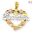 14K Two-Tone Gold And Rhodium Grandma Heart Pendant