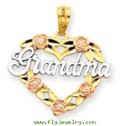 14K Two-Tone Gold And Rhodium Grandma Heart Pendant