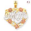 14K Two-Tone Gold And Rhodium Mom Heart Pendant