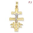 14K Two-tone Gold Cara Vaca Crucifix Pendant