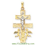 14K Two-tone Gold Cara Vaca Crucifix Pendant