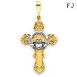 14K Two-Tone Gold Claddagh Cross Pendant