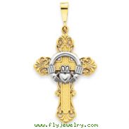 14K Two-Tone Gold Claddagh Cross Pendant