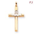 14K Two-Tone Gold Claddagh Cross Pendant