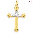 14K Two-Tone Gold Claddagh Cross Pendant