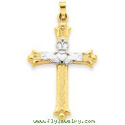 14K Two-Tone Gold Claddagh Cross Pendant