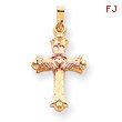 14K Two-tone Gold Claddagh Cross Pendant