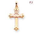 14K Two-tone Gold Claddagh Cross Pendant