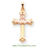 14K Two-tone Gold Claddagh Cross Pendant