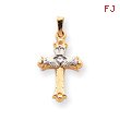 14K Two-tone Gold Claddagh Cross Pendant