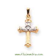 14K Two-tone Gold Claddagh Cross Pendant