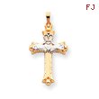 14K Two-tone Gold Claddagh Cross Pendant