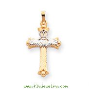 14K Two-tone Gold Claddagh Cross Pendant