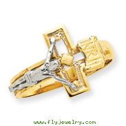 14K Two-tone Gold Crucifix Men's Ring
