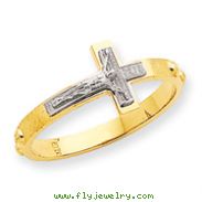 14K Two-tone Gold Crucifix Rosary Ring