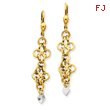 14K Two-Tone Gold Dangle Heart Lever Back Earrings