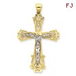 14K Two-Tone Gold Diamond -Cut Crucifix Pendant