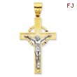 14K Two-Tone Gold Diamond -Cut Crucifix Pendant