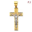 14K Two-Tone Gold Diamond -Cut Crucifix Pendant