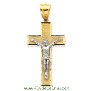 14K Two-Tone Gold Diamond -Cut Crucifix Pendant