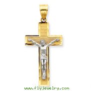 14K Two-Tone Gold Diamond -Cut Crucifix Pendant