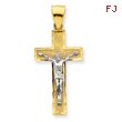 14K Two-Tone Gold Diamond -Cut Crucifix Pendant