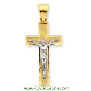 14K Two-Tone Gold Diamond -Cut Crucifix Pendant