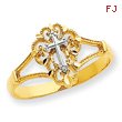 14K Two-tone Gold Diamond Cut Cross Ring