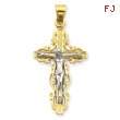 14K Two-Tone Gold Diamond-Cut Crucifix Pendant