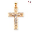 14K Two-Tone Gold Diamond-Cut Crucifix Pendant