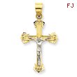 14K Two-Tone Gold Diamond Cut Crucifix Pendant