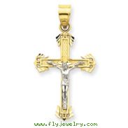 14K Two-Tone Gold Diamond Cut Crucifix Pendant