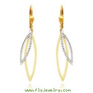 14K Two-Tone Gold Diamond-Cut Leverback Earrings