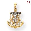 14K Two-Tone Gold Diamond-Cut Mariner's Cross Pendant