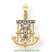 14K Two-Tone Gold Diamond-Cut Mariner's Cross Pendant