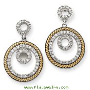 14K Two-Tone Gold Double Circle Diamond Earrings