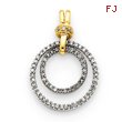 14K Two-Tone Gold Double Diamond Circle Pendant