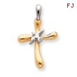 14K Two-Tone Gold Dove Cross Pendant