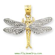 14k Two-Tone Gold Dragonfly Pendant